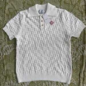 Casablanca Logo Boucle Knit Cotton Polo